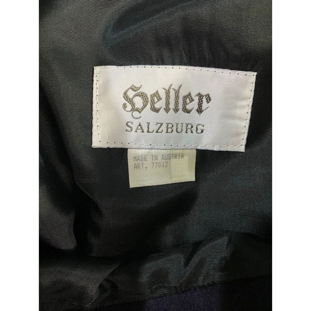 Vintage 70 Heller Salzburg Made In Austria Pencil Skirt Bavaria Octoberfest Navy - Picture 6 of 10